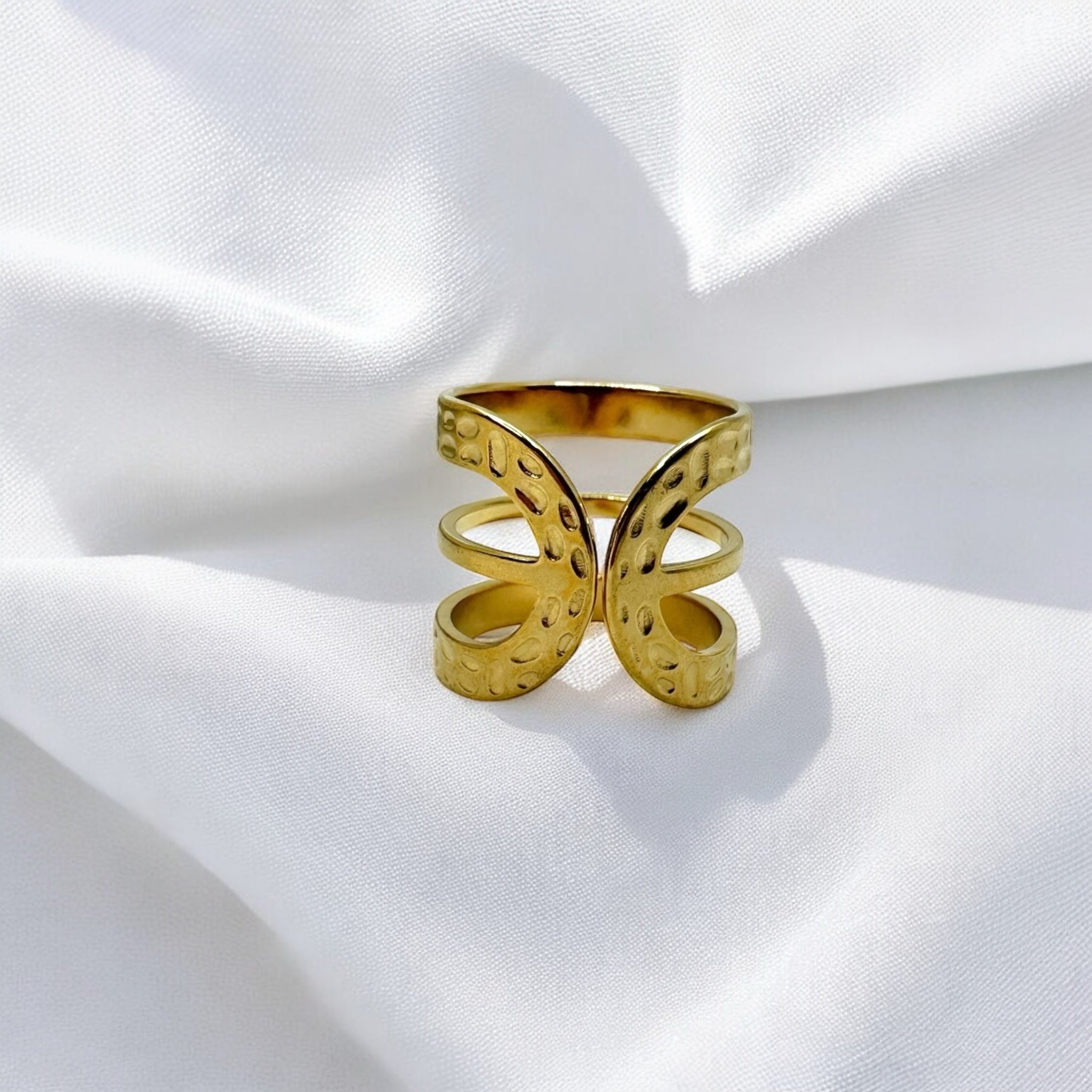 Anello arco, placcato oro e regolabile